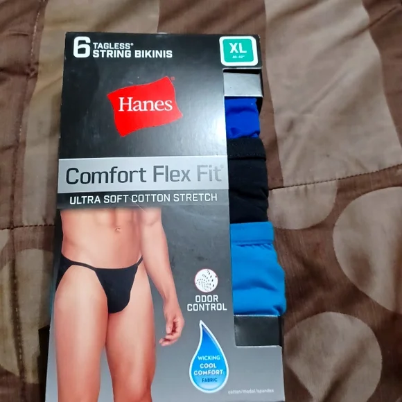 Hanes, Underwear & Socks, Hanes Tagless String Bikinis Comfort Relaxed  Fit Ultra Soft Cotton Stretch Xl